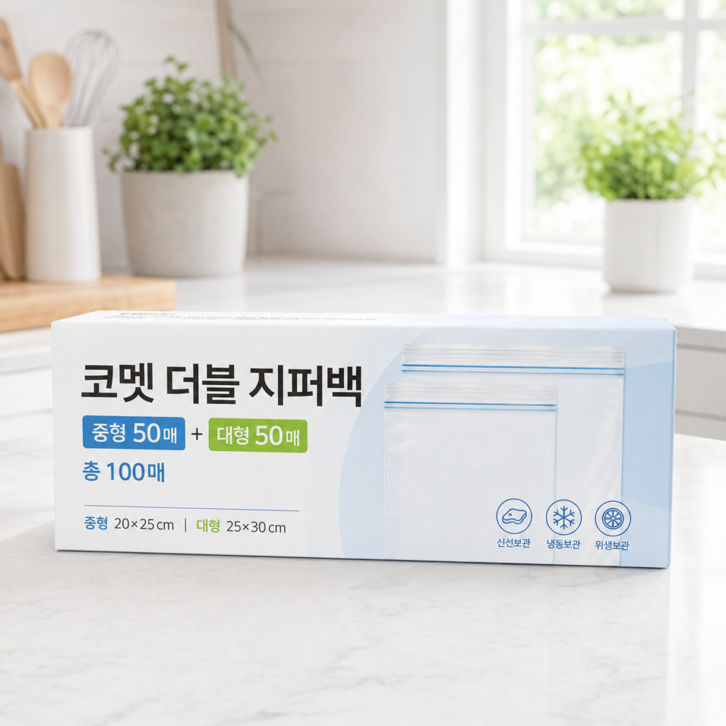 코멧 더블 지퍼백 인기 순위 추천｜중형 50매 + 대형 50매 제품 이미지