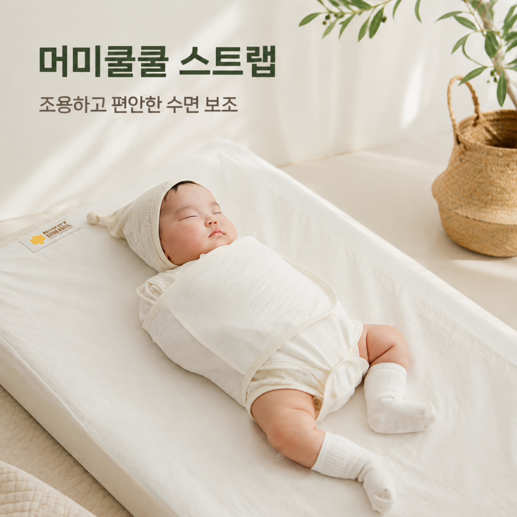 아기 스트랩이 얼굴 쪽으로 올라갈까 걱정된다면｜머미쿨쿨 메쉬 스트랩 제품 이미지