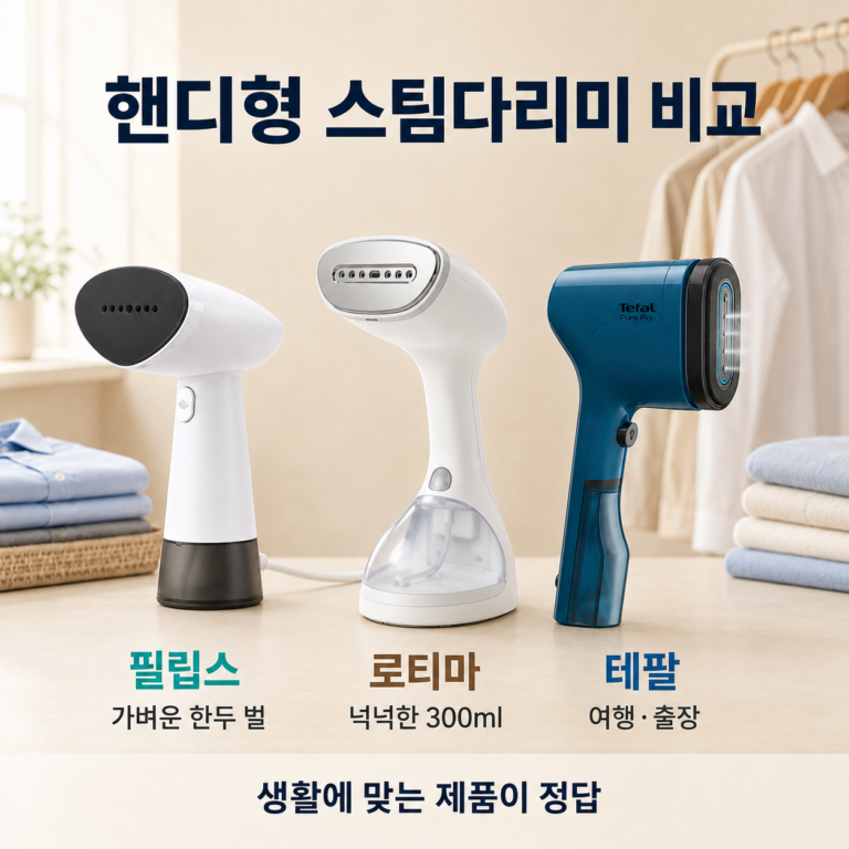 핸디형 스팀다리미 비교: 필립스·로티마·테팔 중 누구에게 맞을까?